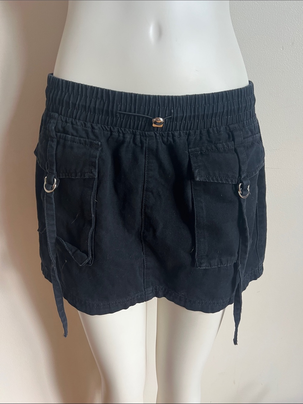 forever 21 Black Utility Mini Skirt with Cargo Pockets whimsygoth festival vibe